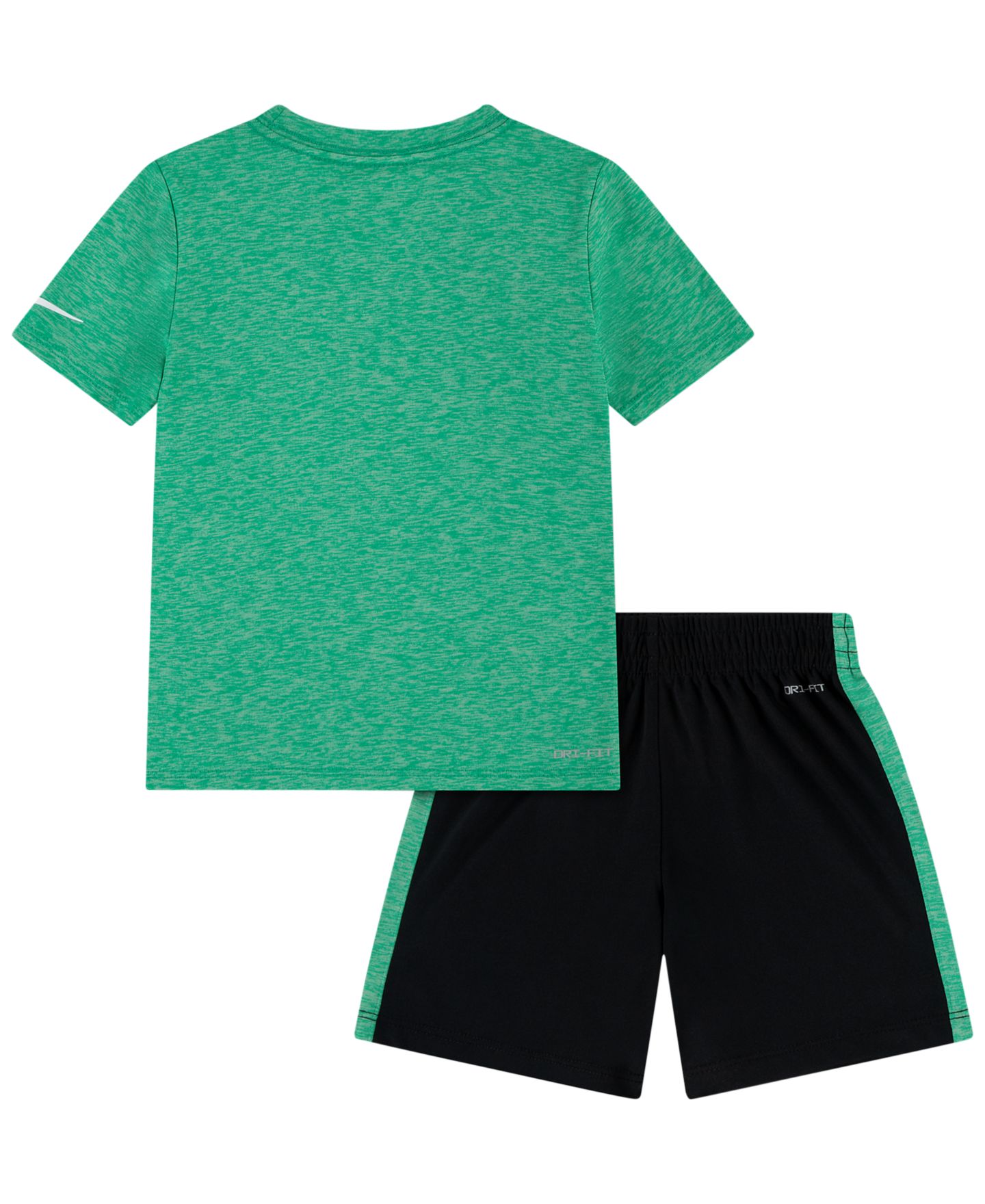 Комплект Nike Dri-FIT Dropset Short-Sleeve T-Shirt and Shorts, 2-Piece Set для мальчиков-малышей, цвет: Чёрный / Зелёный — фото 2