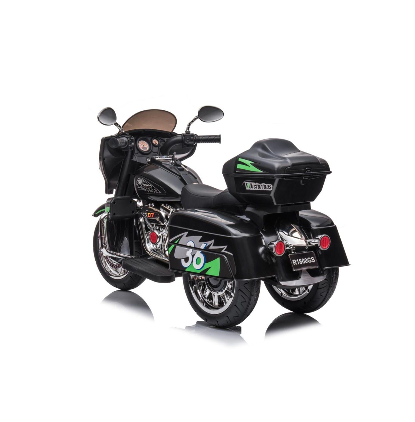 Детская игрушка YOBTOP Kids Ride On Motorcycle 12V with LED Lights, Wireless Music & Storage Trunk, 3–6 лет, цвет: Чёрный — фото 8