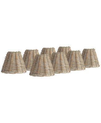 3" Top x 6" Bottom x 5" High x 5" Slant Chandelier Lamp Shade Replacement Set of 8 Wicker Clip On Candelabra