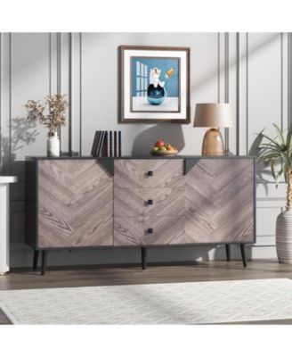 Storage Cabinet with Shelf and Doors, Modern Sideboard Buffet with Storage, Free Standing Accent Cabinet for Dining Room, Living Room, Entryway