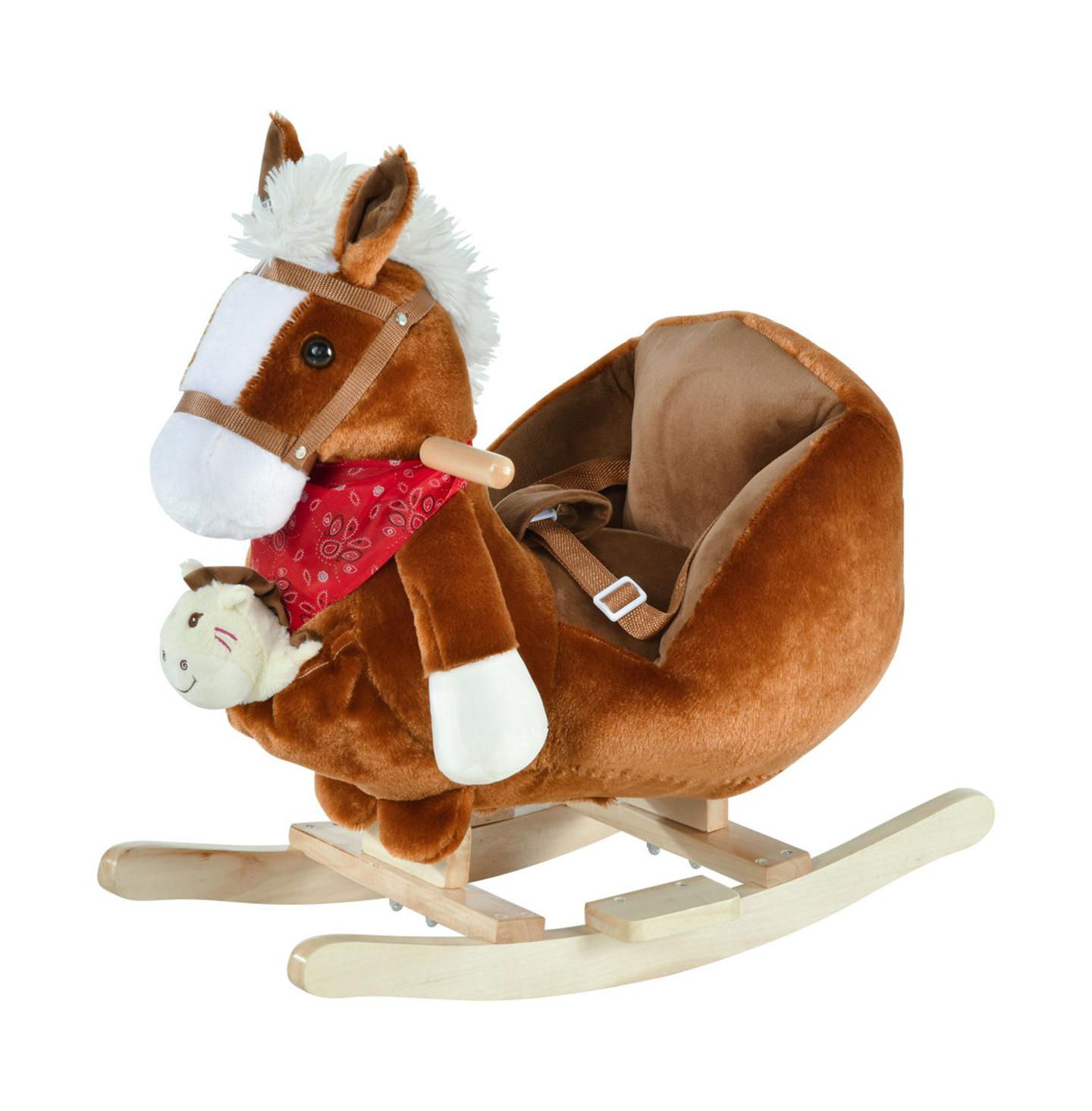 Детская мягкая игрушка YOBTOP Kids Ride-On Rocking Horse - Plush Rocker Toy with Lullaby Song, Hand Puppets, Soft Fabric for Children 18-36 Months — фото 9