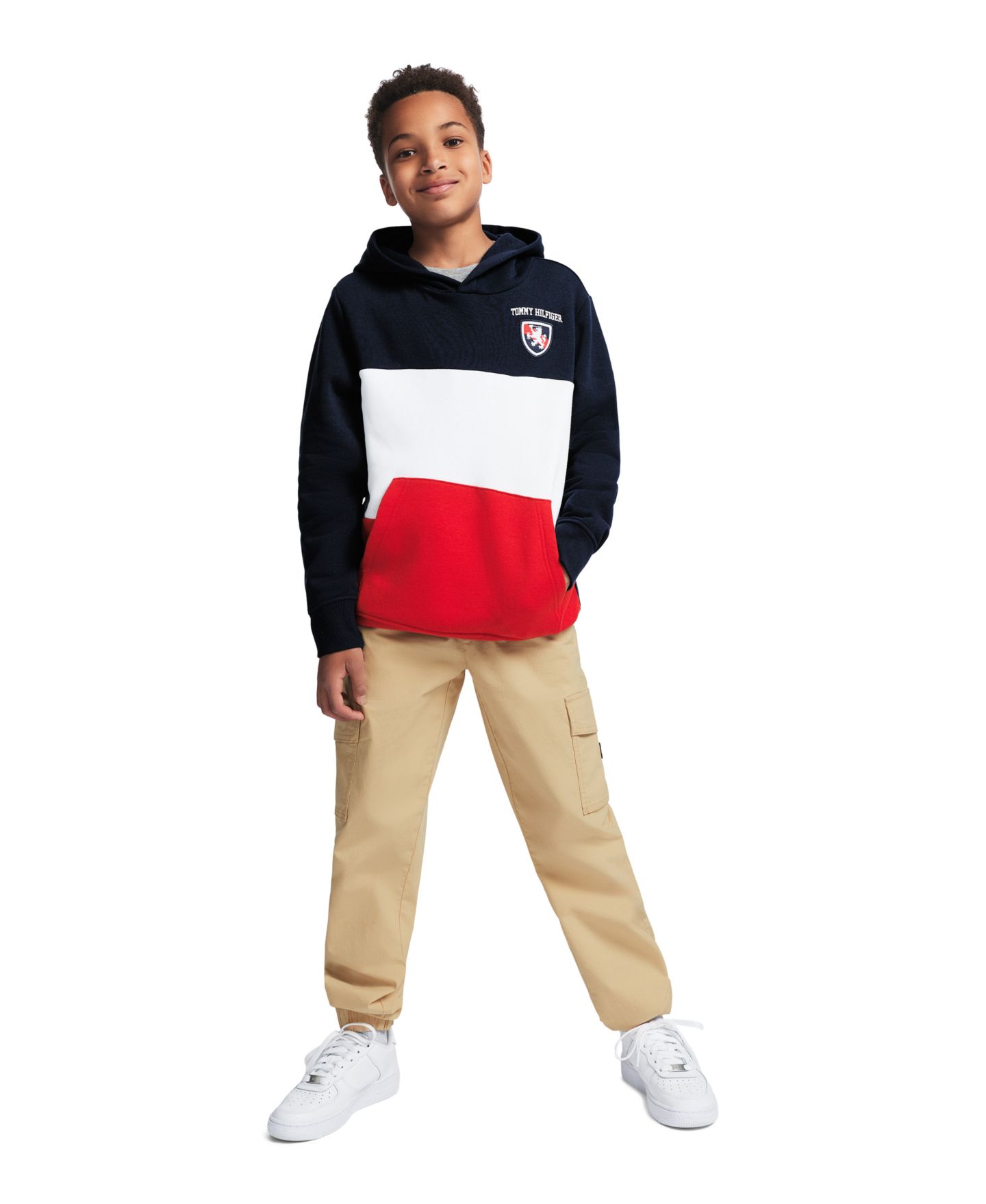 Худи Tommy Hilfiger Color-Blocked Logo для мальчиков, цвет: Тёмно-синий — фото 2