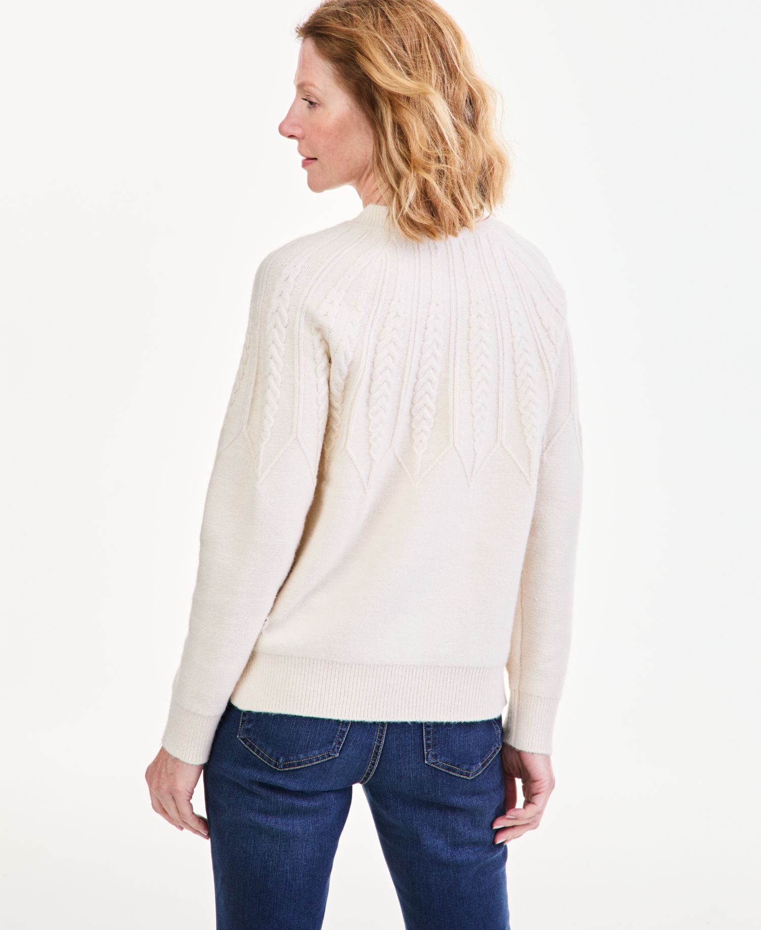Petite Relaxed-Fit Parachute Cable Crew Sweater