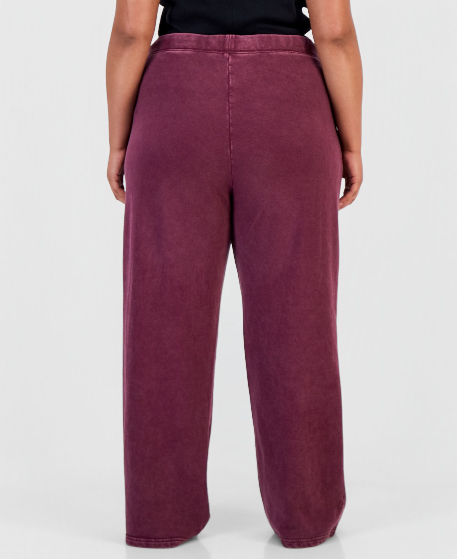 Petite Faux-Denim French Terry Wide-Leg Pants
