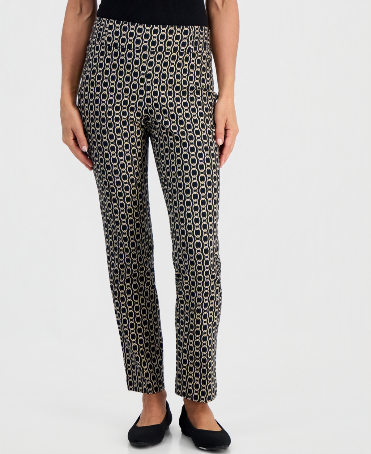 Jm Collection Petite Chain Rivet Pull-On Straight Pants, Macy's Exclusive