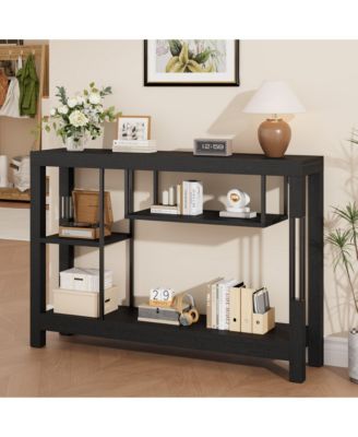 Long Console Table, MDF Wood Grain Rectangular Sofa Table Behind the Couch, Farmhouse Entryway Table for Entrance, Hallway, Living Room