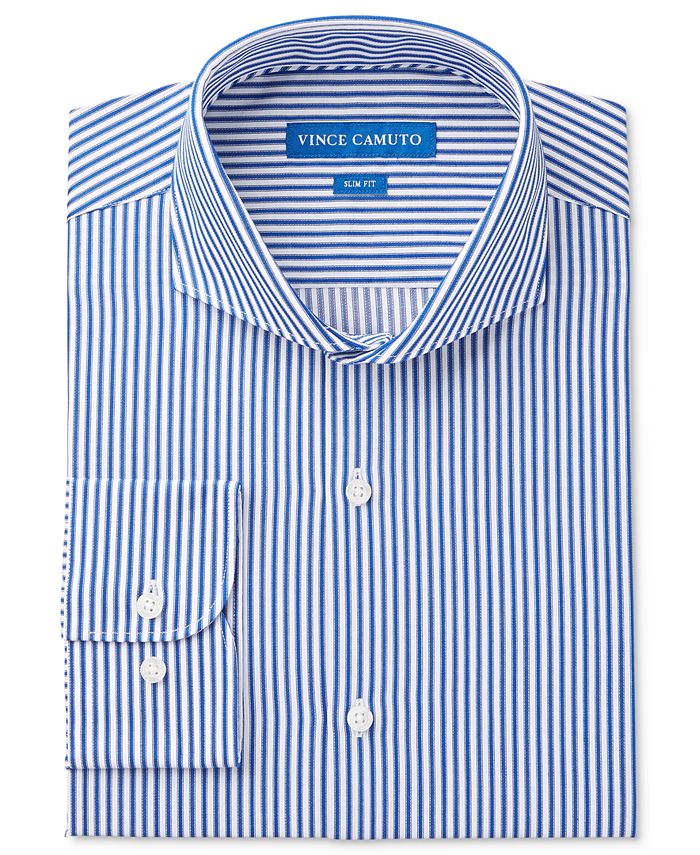 Vince Camuto Men's Slim-Fit Blue/White Stripe Dress Shirt - Macy's
