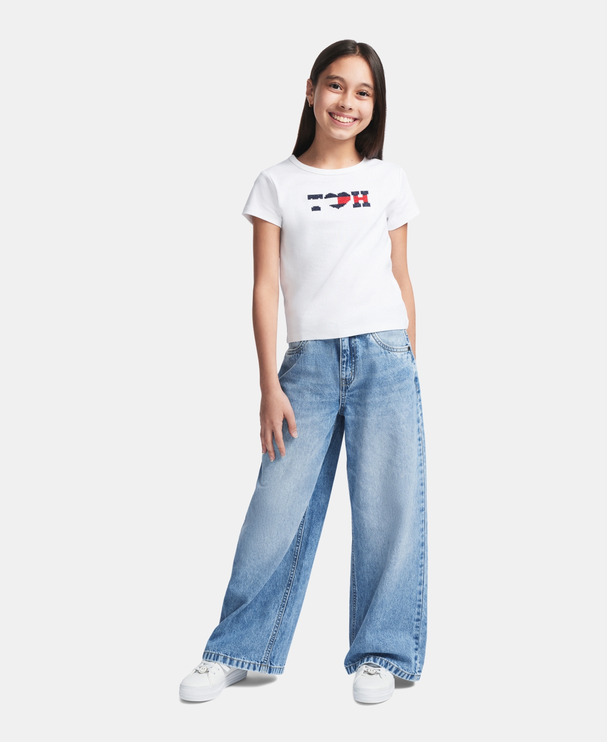 Tommy Hilfiger Girls' 7-16 Embroidered Short-Sleeve T-Shirt