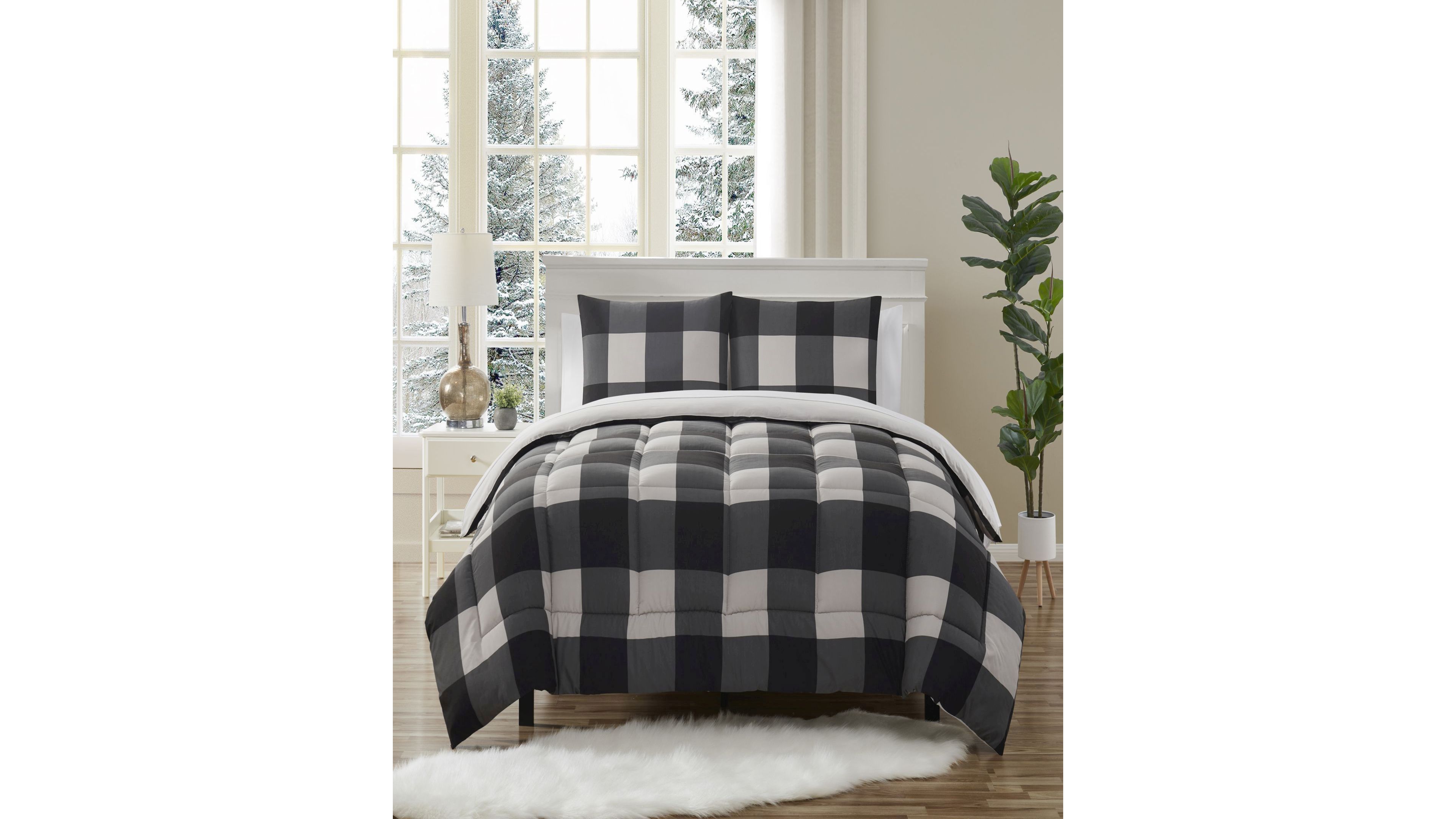 Sweet Home Collection Buffalo Plaid 7-Piece Comforter Set, Full