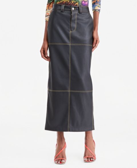 Женская юбка Theophilio | Macy's High-Slit Faux-Leather Maxi