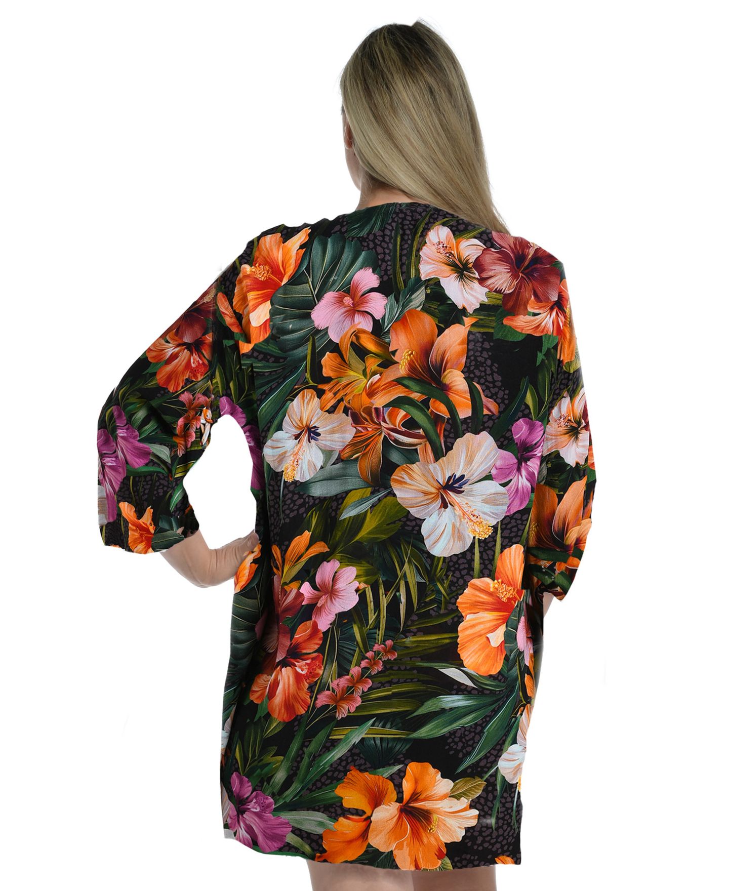 Женское платье La Blanca Plus Size Tropical Hideaway Lace-Front Swim Cover-Up Tunic, цвет: Зелёный разноцветный — фото 2