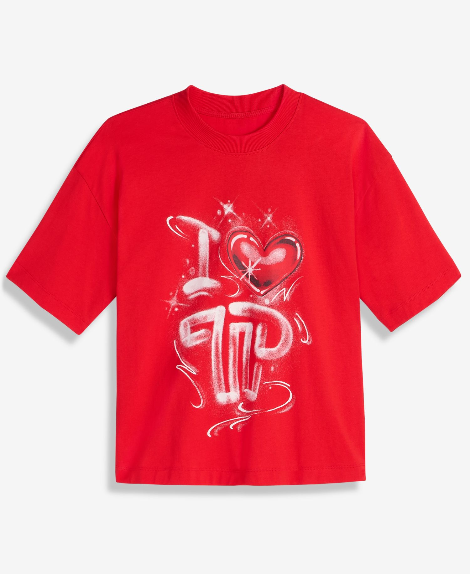 Adult Unisex Oversized Graffiti Screen-Print Short-Sleeve T-Shirt