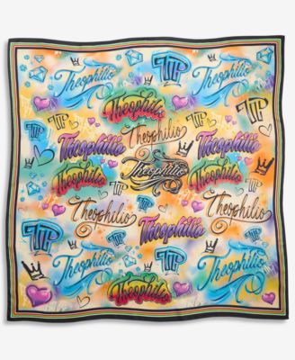 Women's Silk Graffiti Print Square Scarf