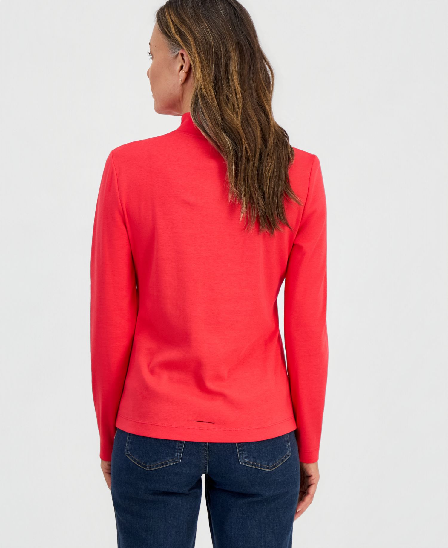 Petite Mock-Neck Cotton Long-Sleeve T-Shirt