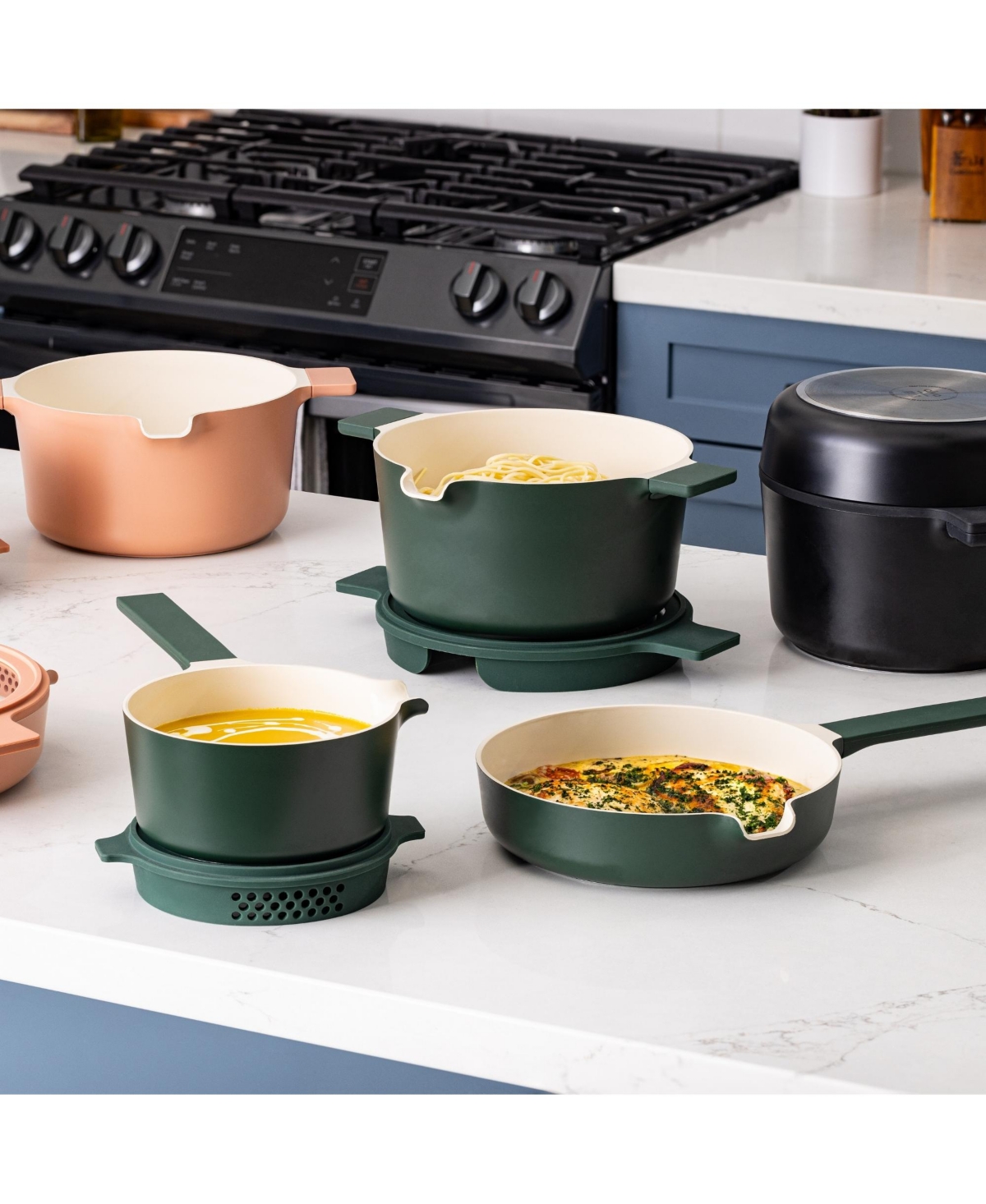 Alva Neat 5-Piece Nesting Cookware Set - Stackable Nonstick Pots & Pans Space-Saving Design for Apartments, RVs Compact Storage