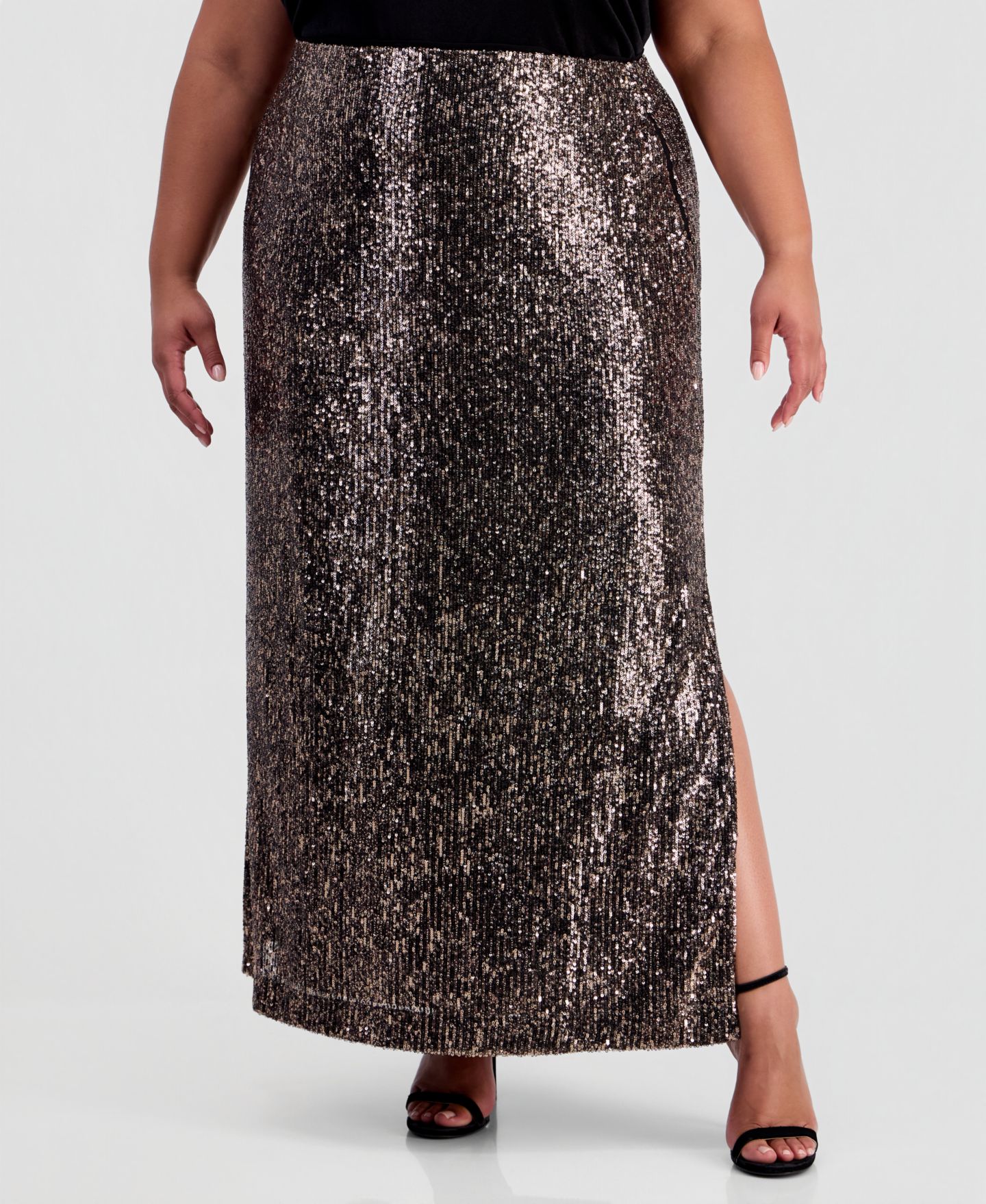 Женская юбка Muse Plus Size Sequinned Maxi, цвет: Коричневый — фото 4