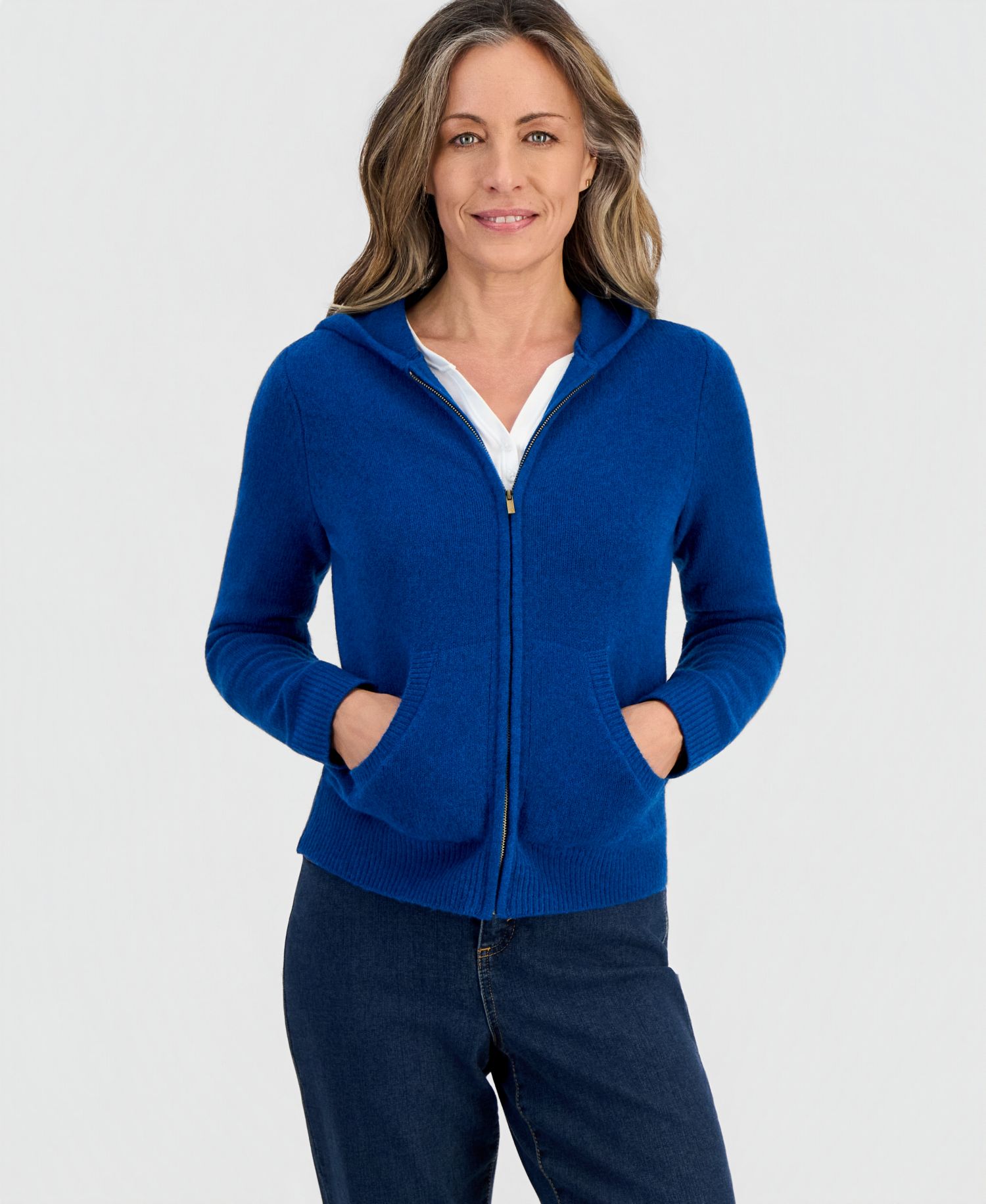Petite Luxsoft Full-Zip Hoodie Sweater,