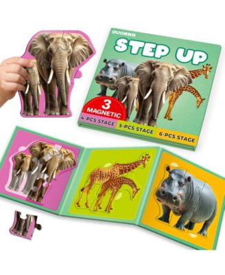 Step Up Magnetic Puzzles for Toddlers 1-3, Animal Puzzle Set in One Book, Screen-Free Travel Games for Kids 3-5 and Preschoolers