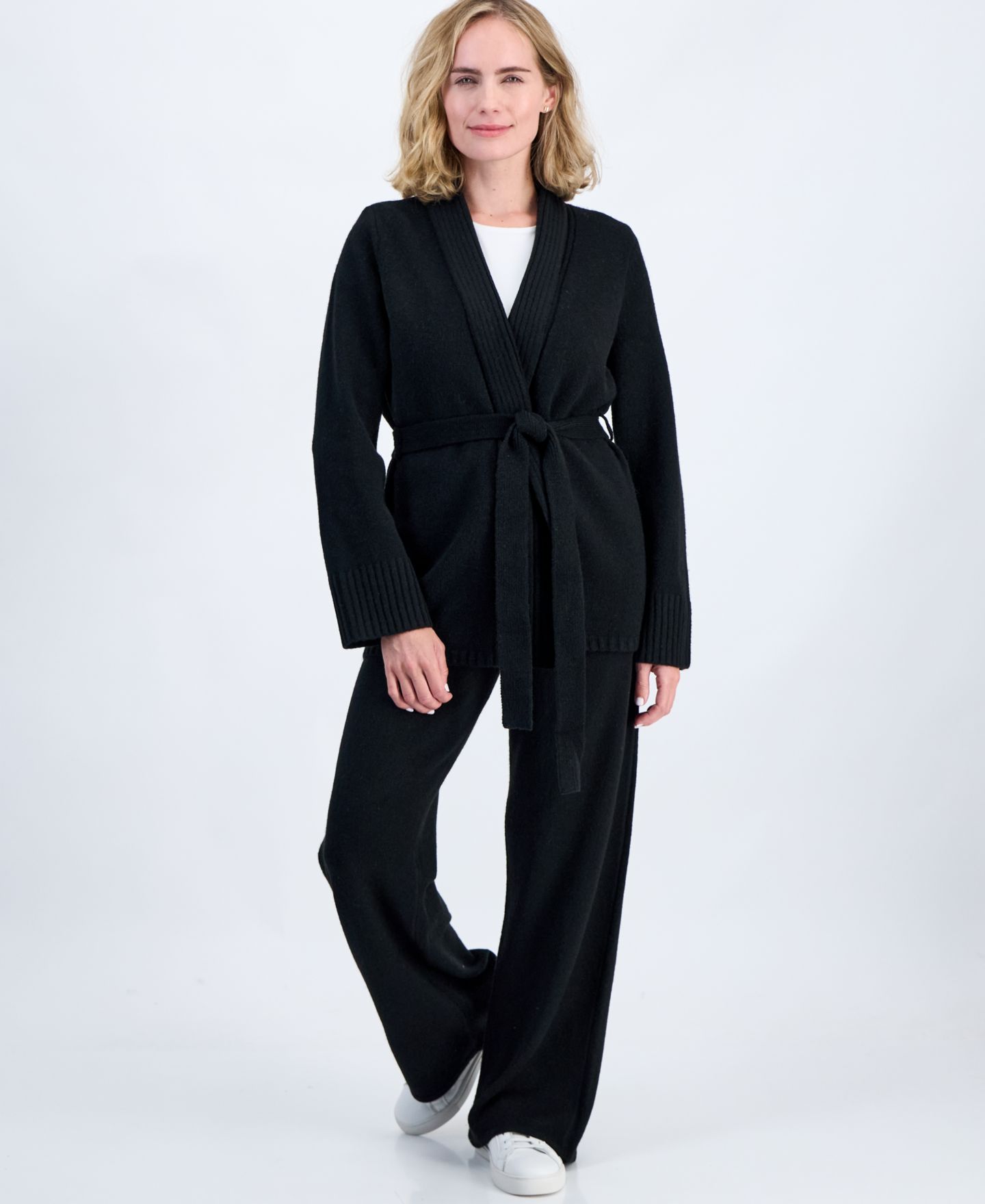Женский кардиган Style & Co Petite Luxsoft Wrap Front, цвет: Глубокий чёрный — фото 3