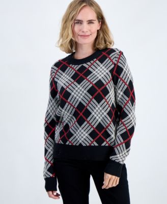 Style & Co Petite Whimsy Merry Plaid Pullover Crewneck Sweater, Macy's ...