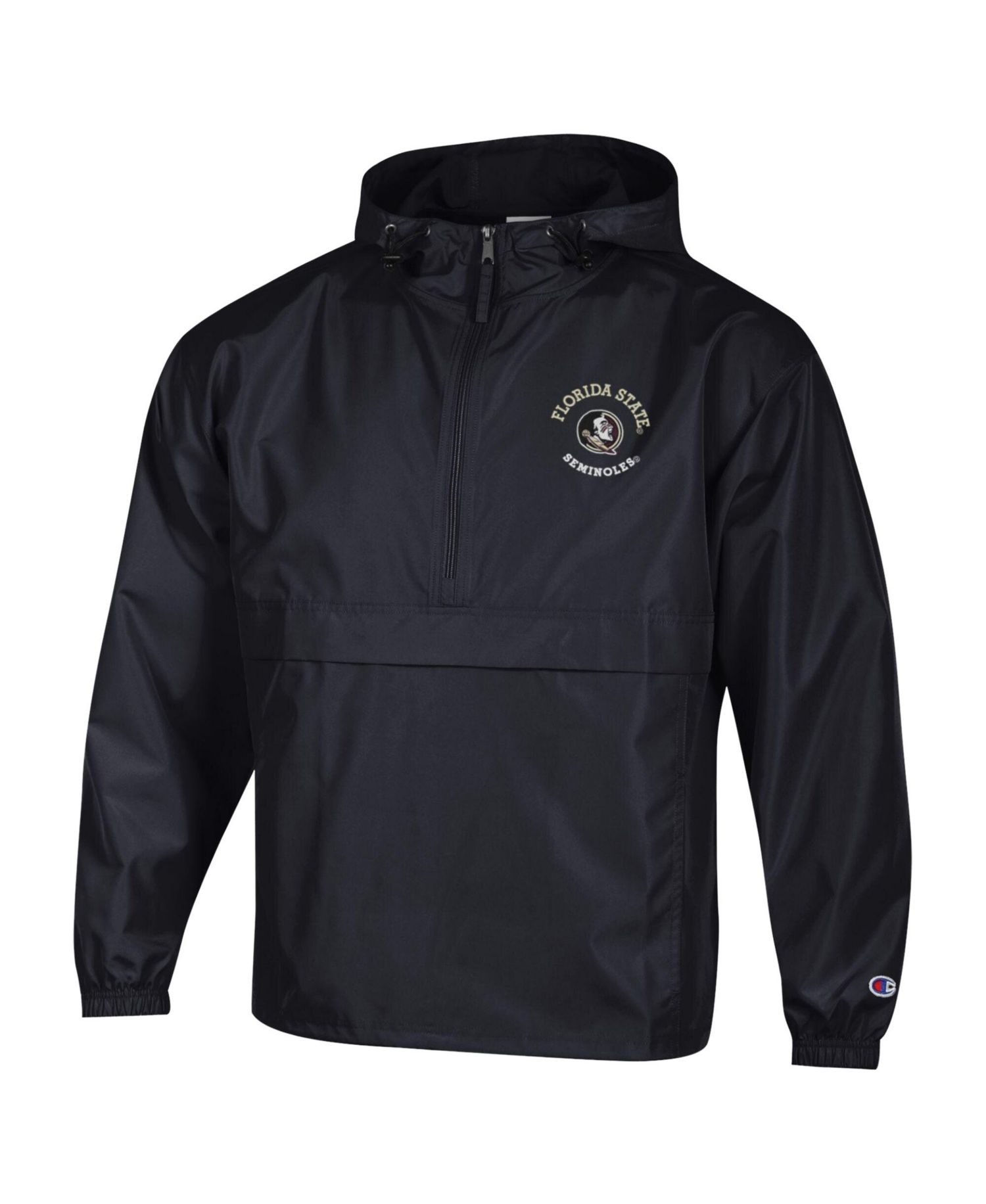 Men's Black Florida State Seminoles Packable Hooded Windbreaker Half-Zip Jacket