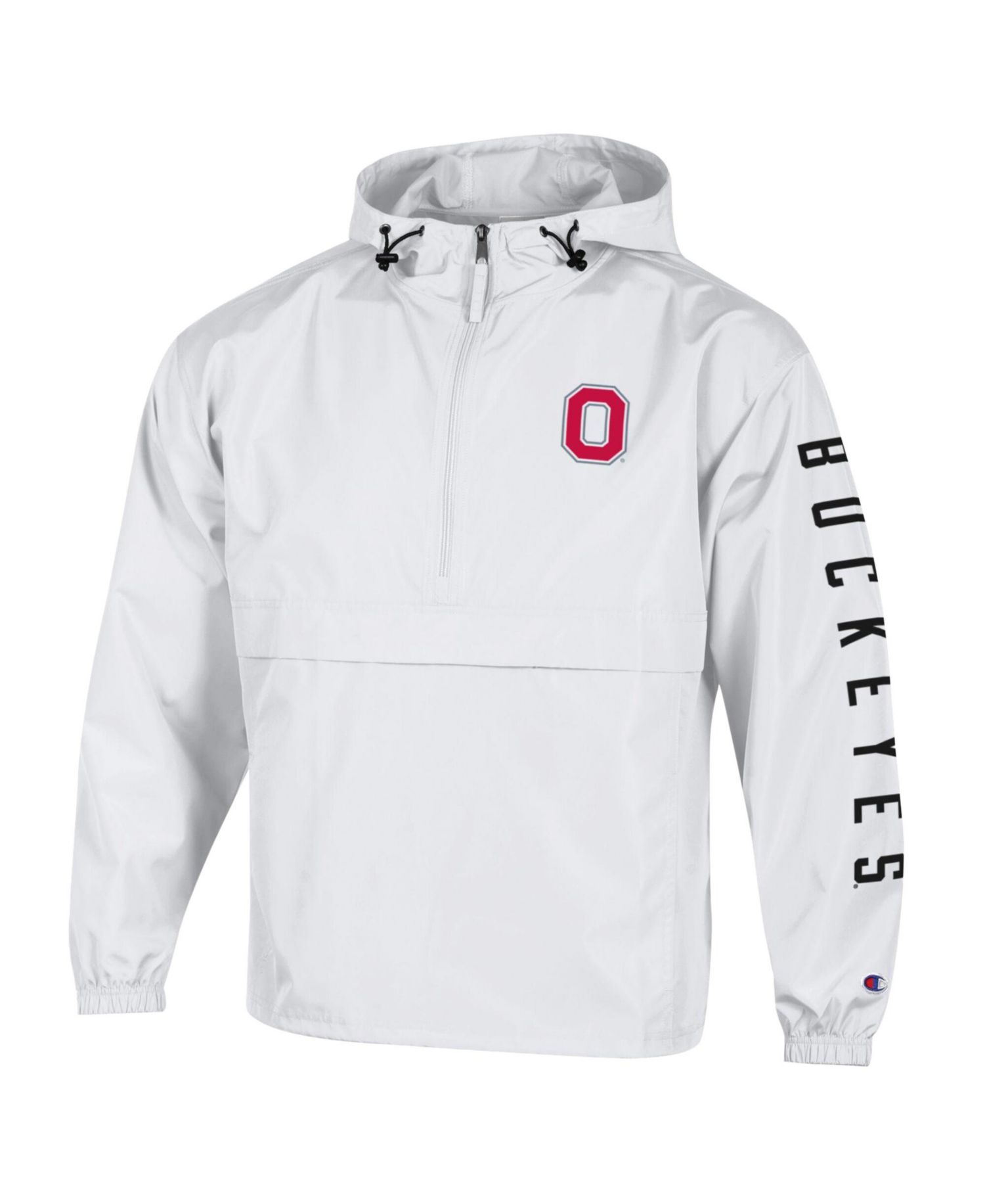 Men's White Ohio State Buckeyes Cloud Packable Half-Zip Hooded Jacket