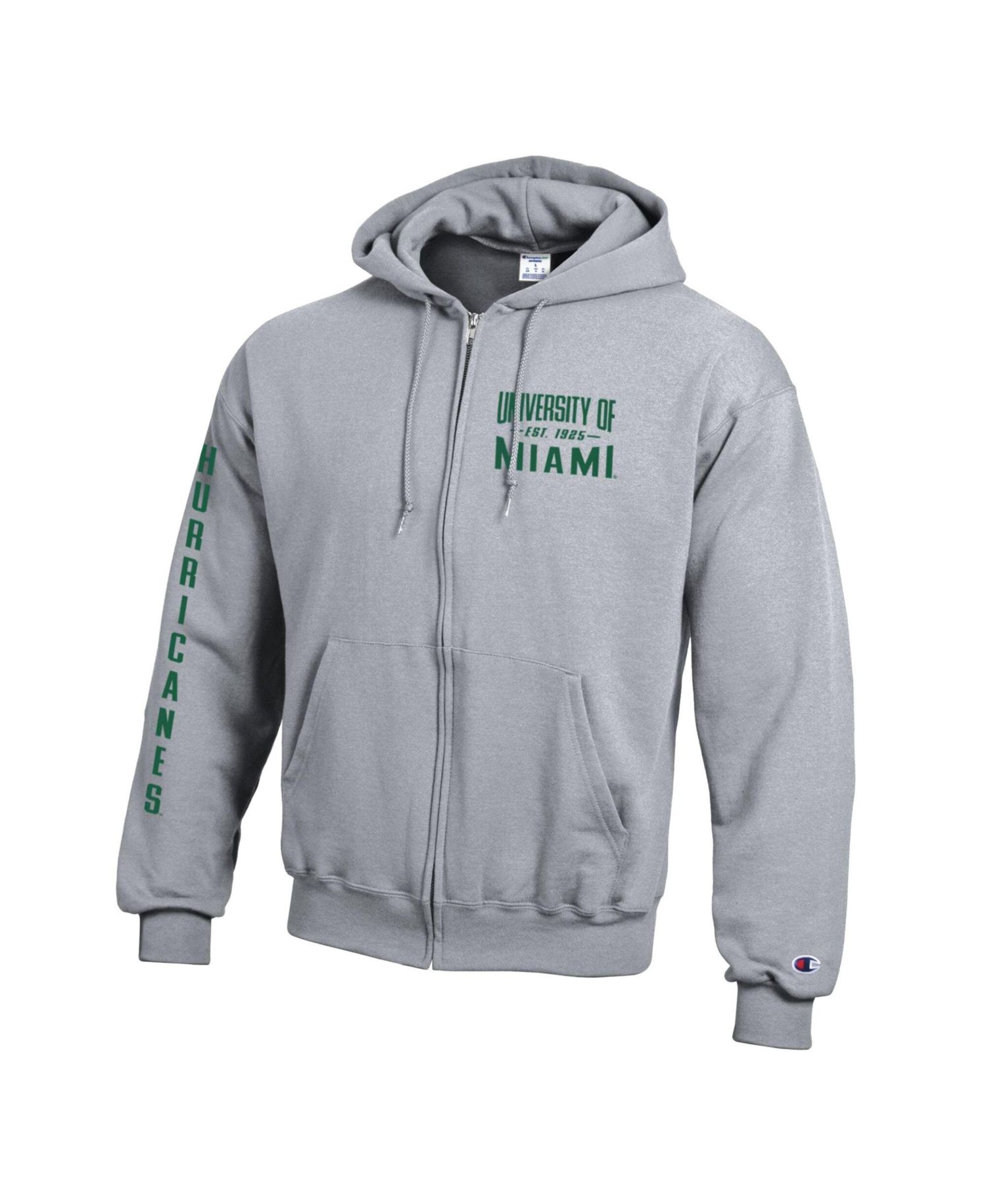 Men's Gray Miami Hurricanes Varsity Powerblend Full-Zip Fleece Hoodie