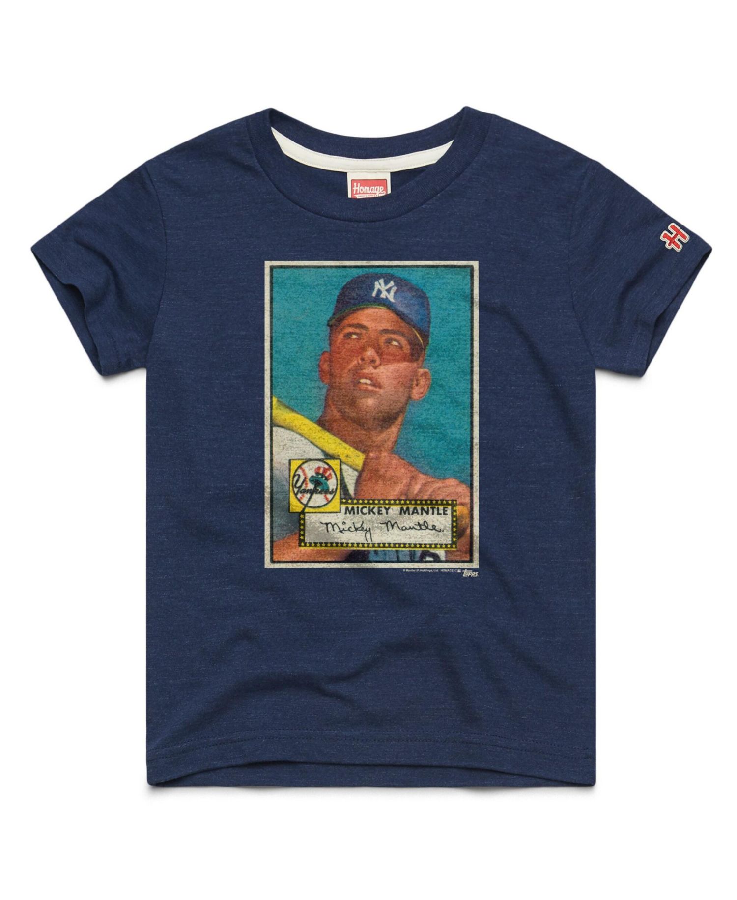 Big Boys and Girls Mickey Mantle Navy New York Yankees Topps Baseball Card Tri-Blend T-Shirt