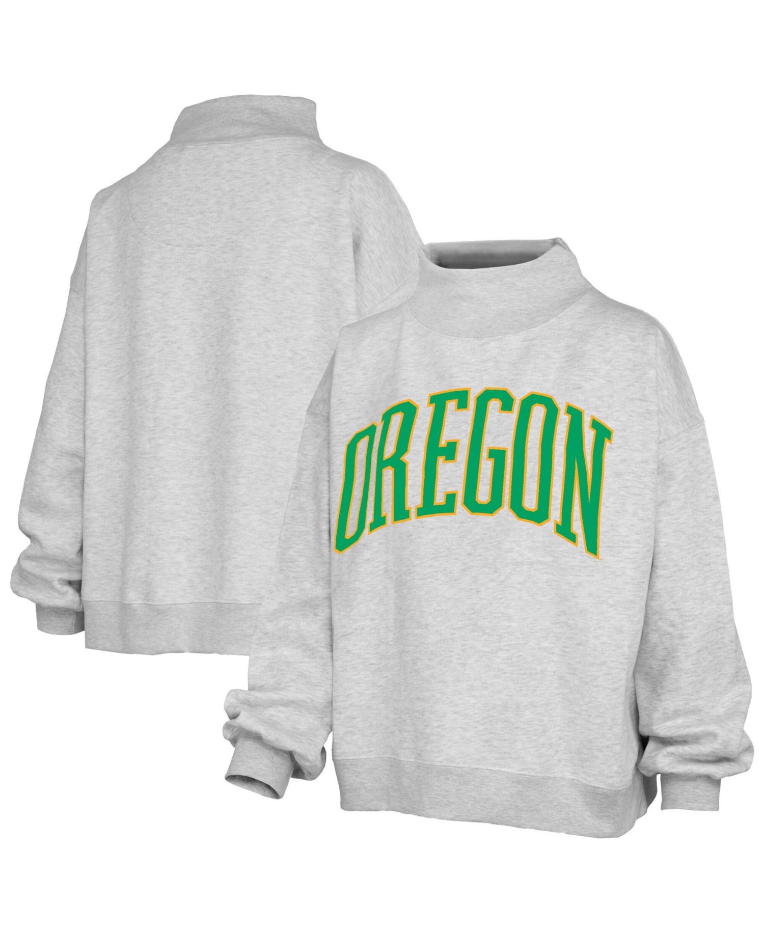 Women's Ash Oregon Ducks Oversized Nelson Mock Neck Sweatshirt