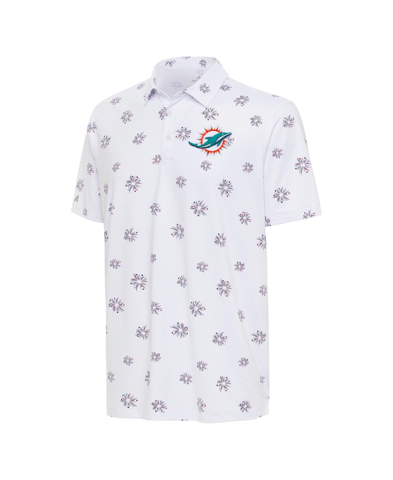 Men's White Miami Dolphins Fireworks Polo Shirt