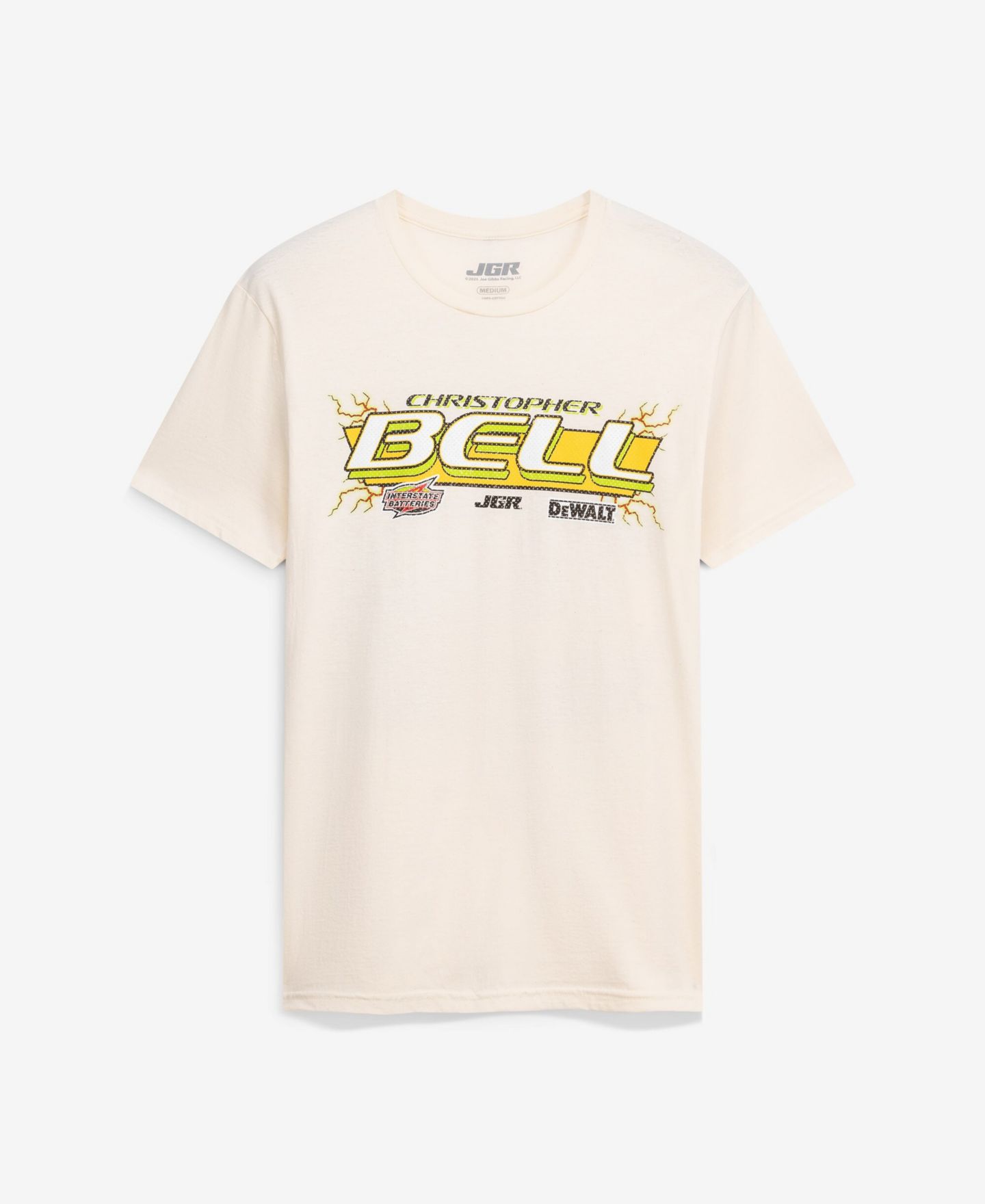Мужская футболка Joe Gibbs Racing Team Collection Cream Christopher Bell 20 DeWalt/Interstate — фото 2