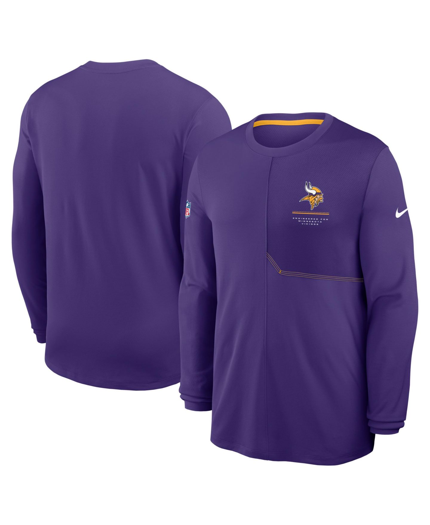 Мужская рубашка Nike Purple Minnesota Vikings Sideline Coaches UV Dri-FIT Long Sleeve — фото 1