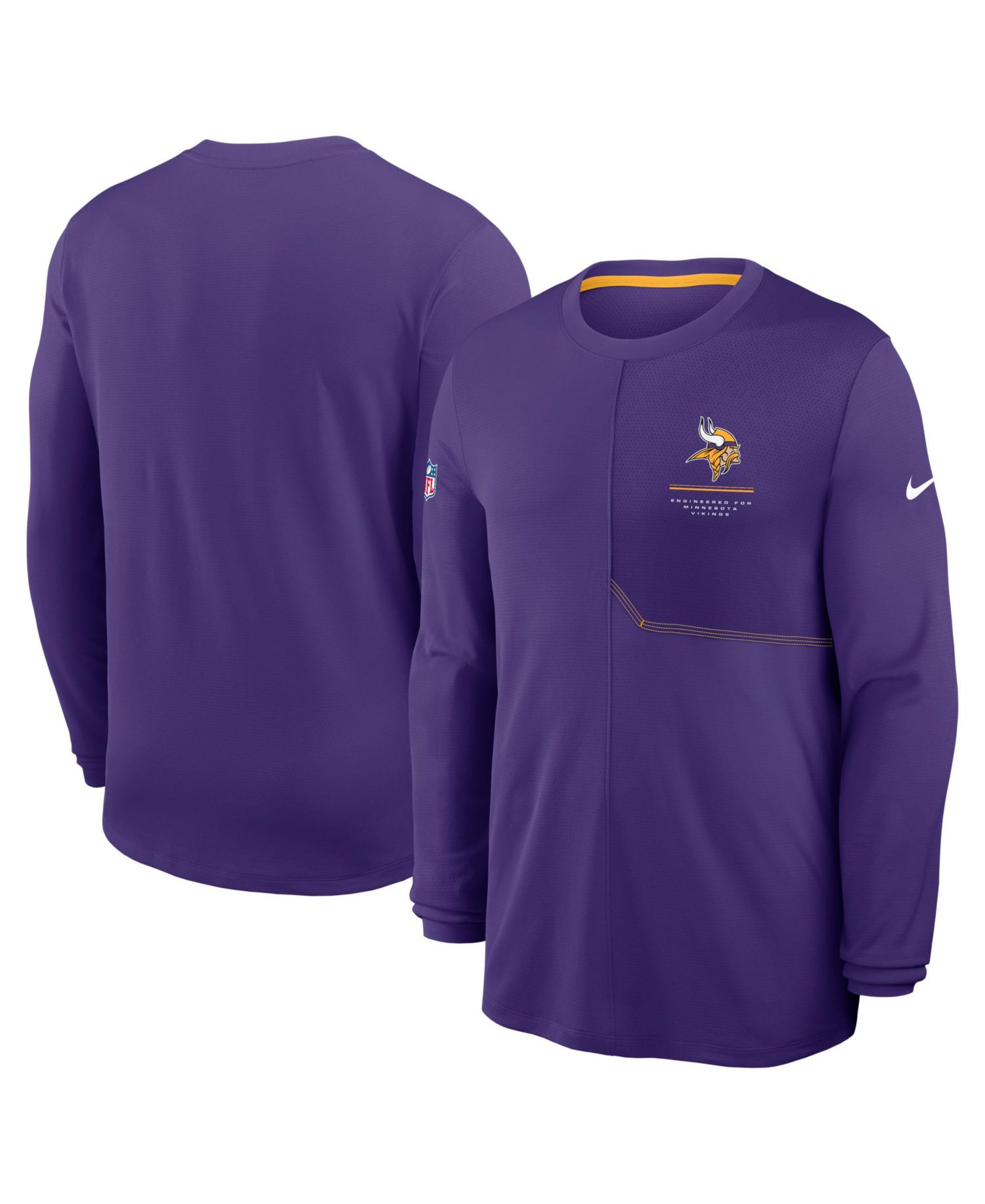 Men's Purple Minnesota Vikings Sideline Coaches UV Dri-FIT Long Sleeve Shirt