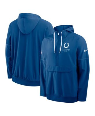 Men's Royal Indianapolis Colts Sideline Anorak Half-Zip Hooded Jacket