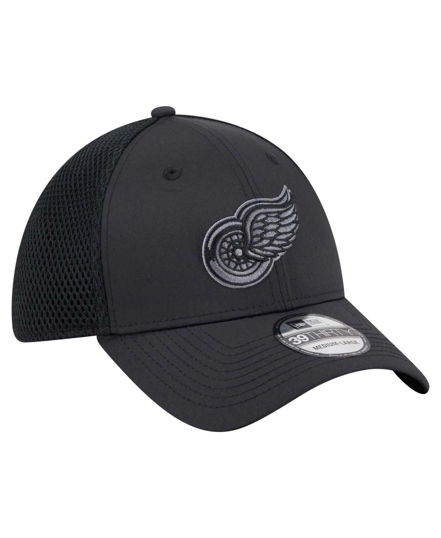 Men's Black Detroit Red Wings Blackout 39THIRTY Flex Fit Hat