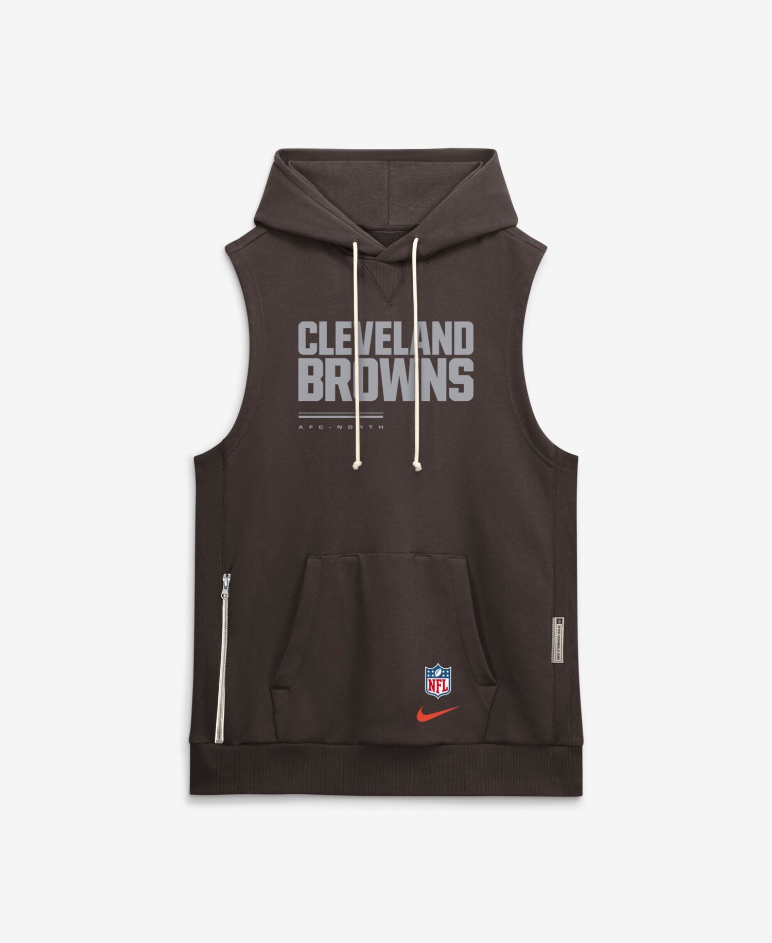 Men's Brown Cleveland Browns Sideline Standard Issue Dri-FIT Sleeveless Hoodie