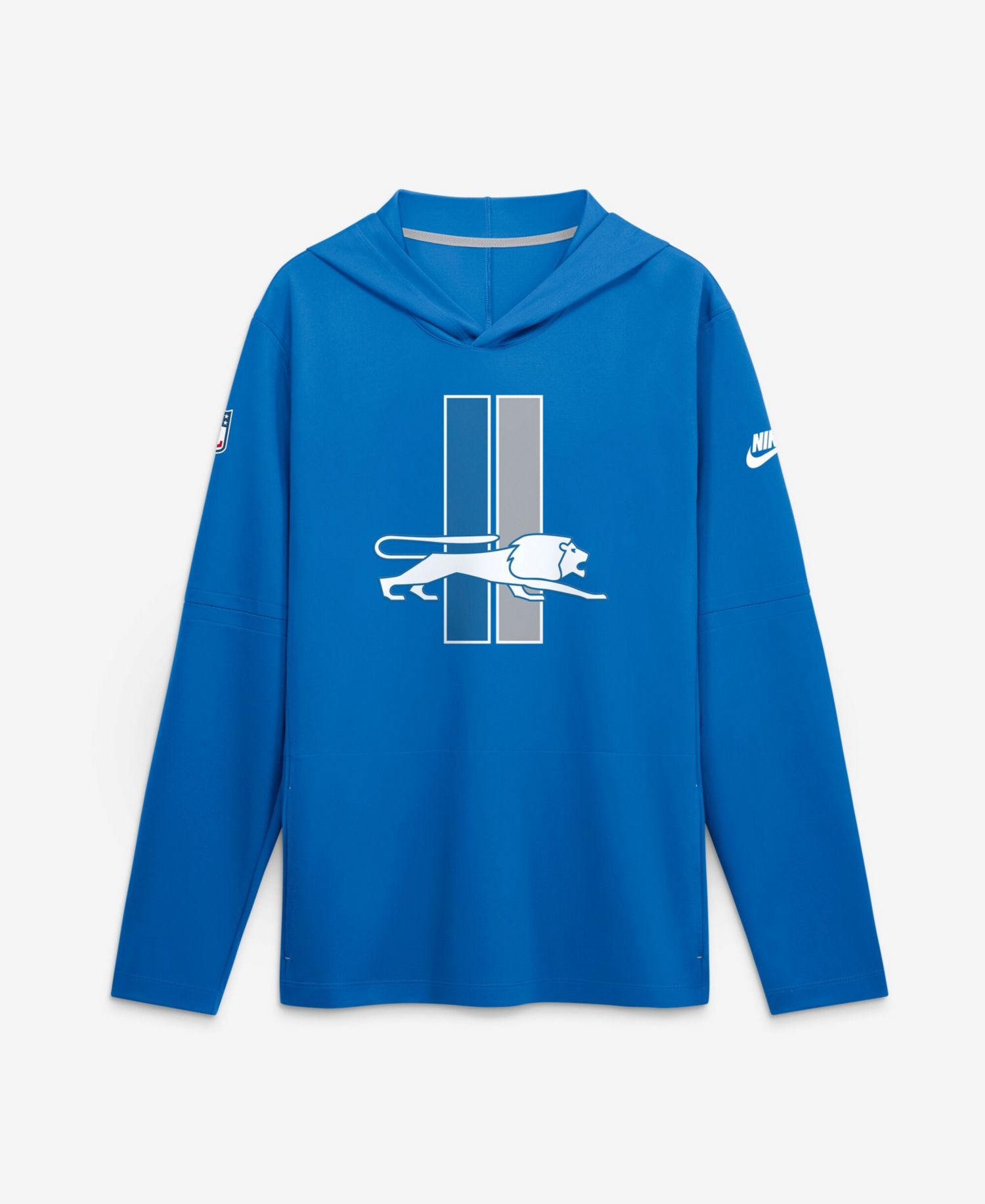 Men's Blue Detroit Lions Sideline Dri-FIT Long Sleeve Hooded T-Shirt