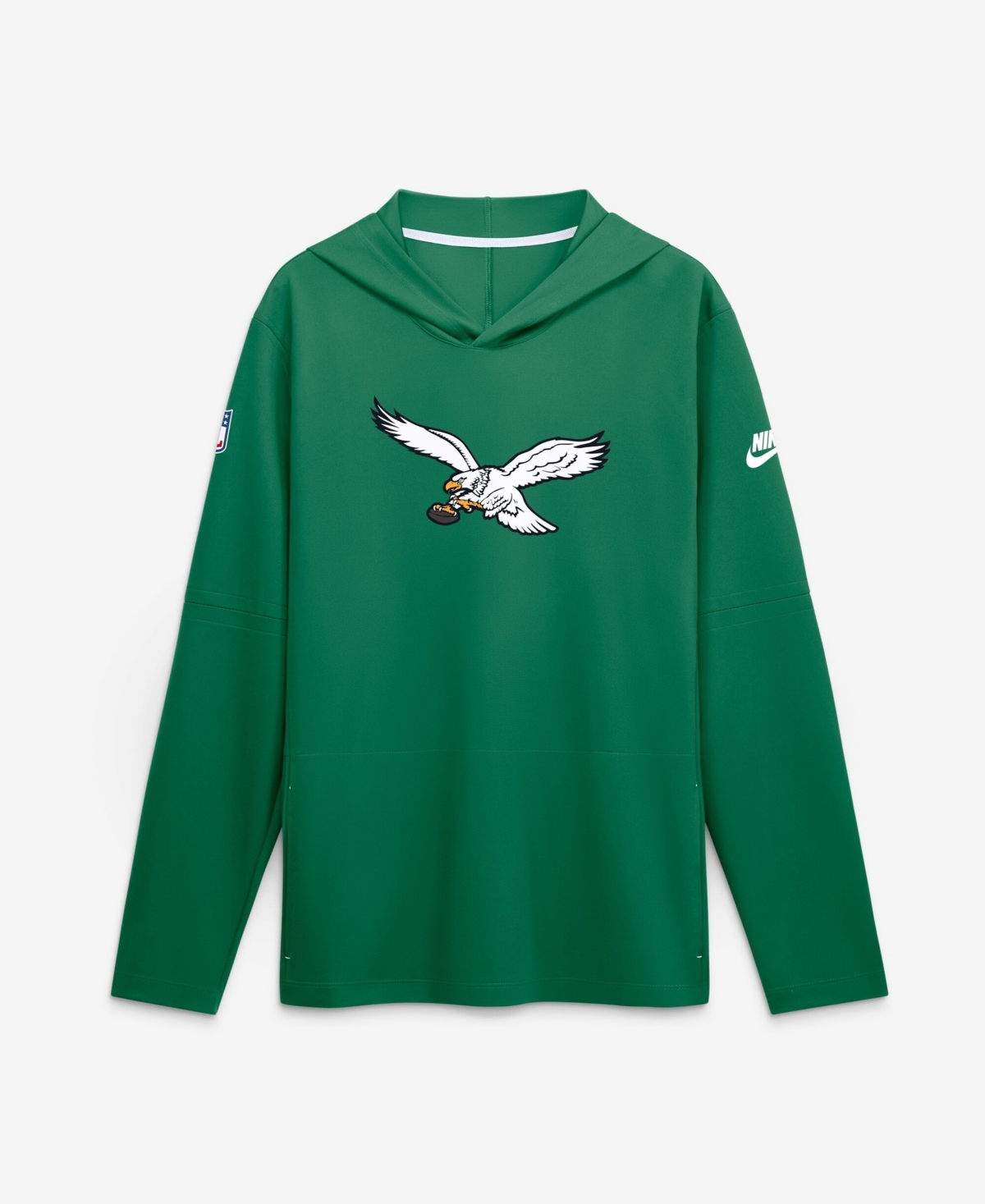 Nike Men's Kelly Green Philadelphia Eagles Sideline Dri-fit Long Sleeve Hooded T-Shirt - Kelly Green