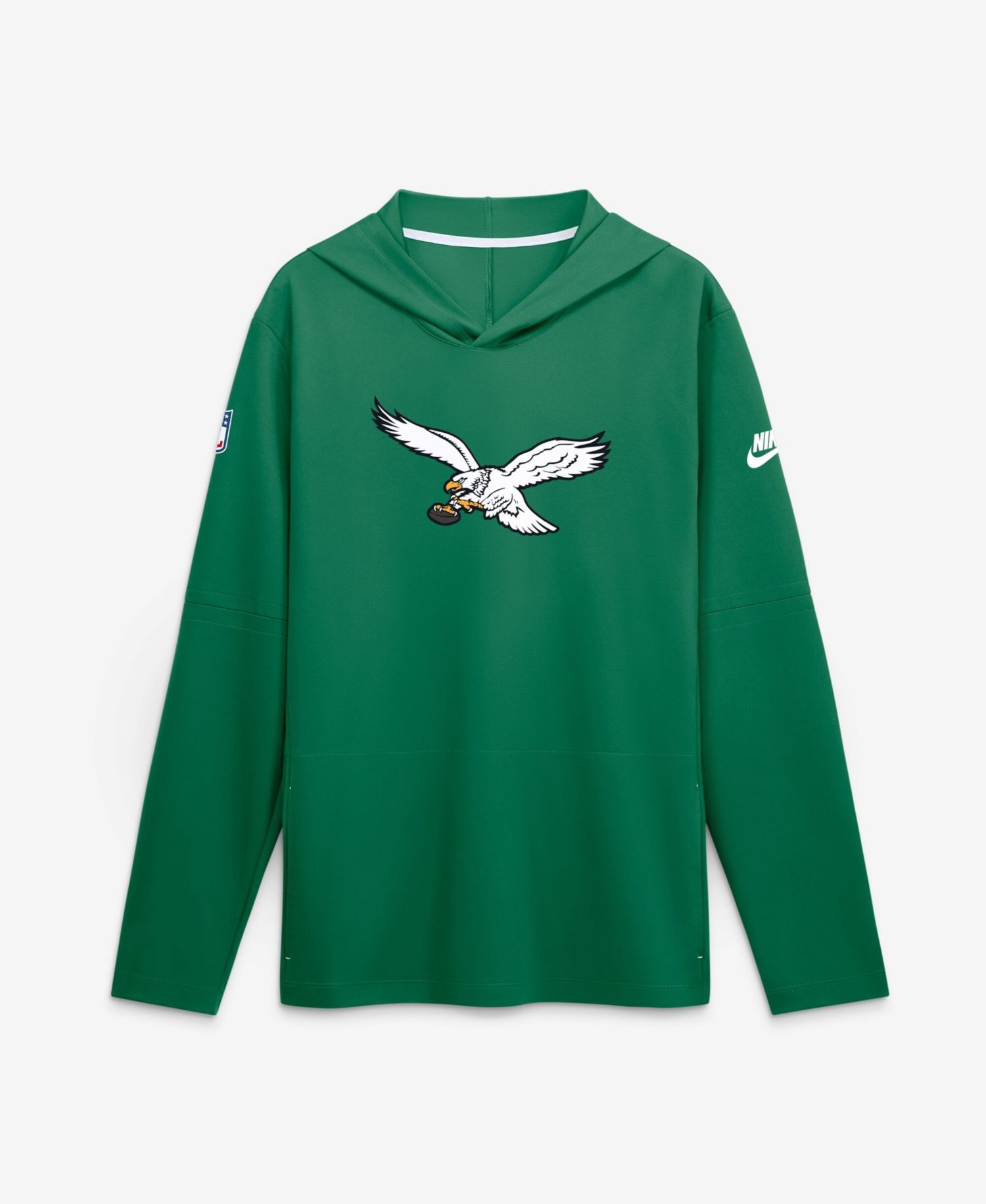 Men's Kelly Green Philadelphia Eagles Sideline Dri-FIT Long Sleeve Hooded T-Shirt
