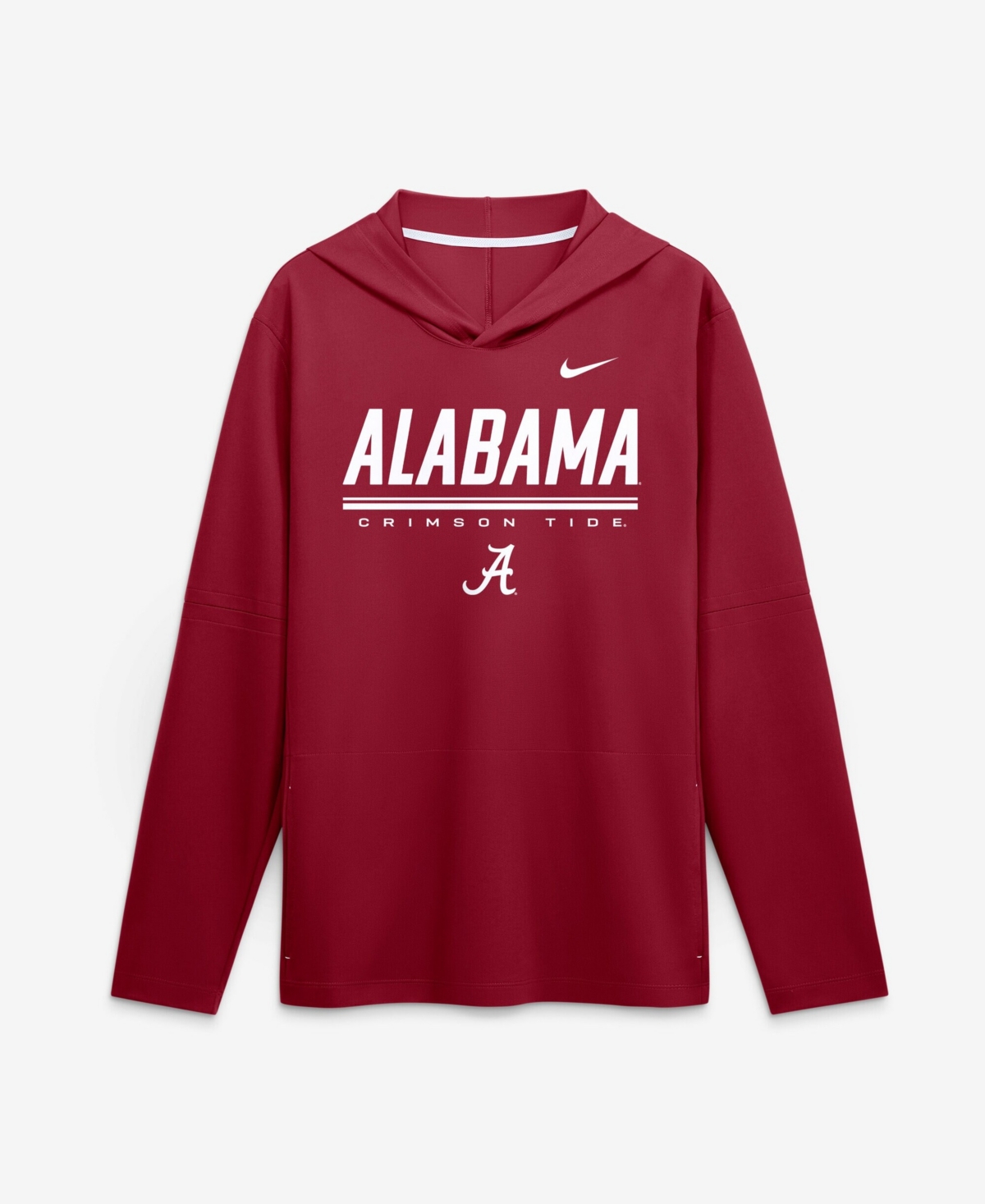 Nike Men's Crimson Alabama Crimson Tide 2026 Sideline Lightweight Long Sleeve Hooded Dri-fit T-Shirt - Crimson, White