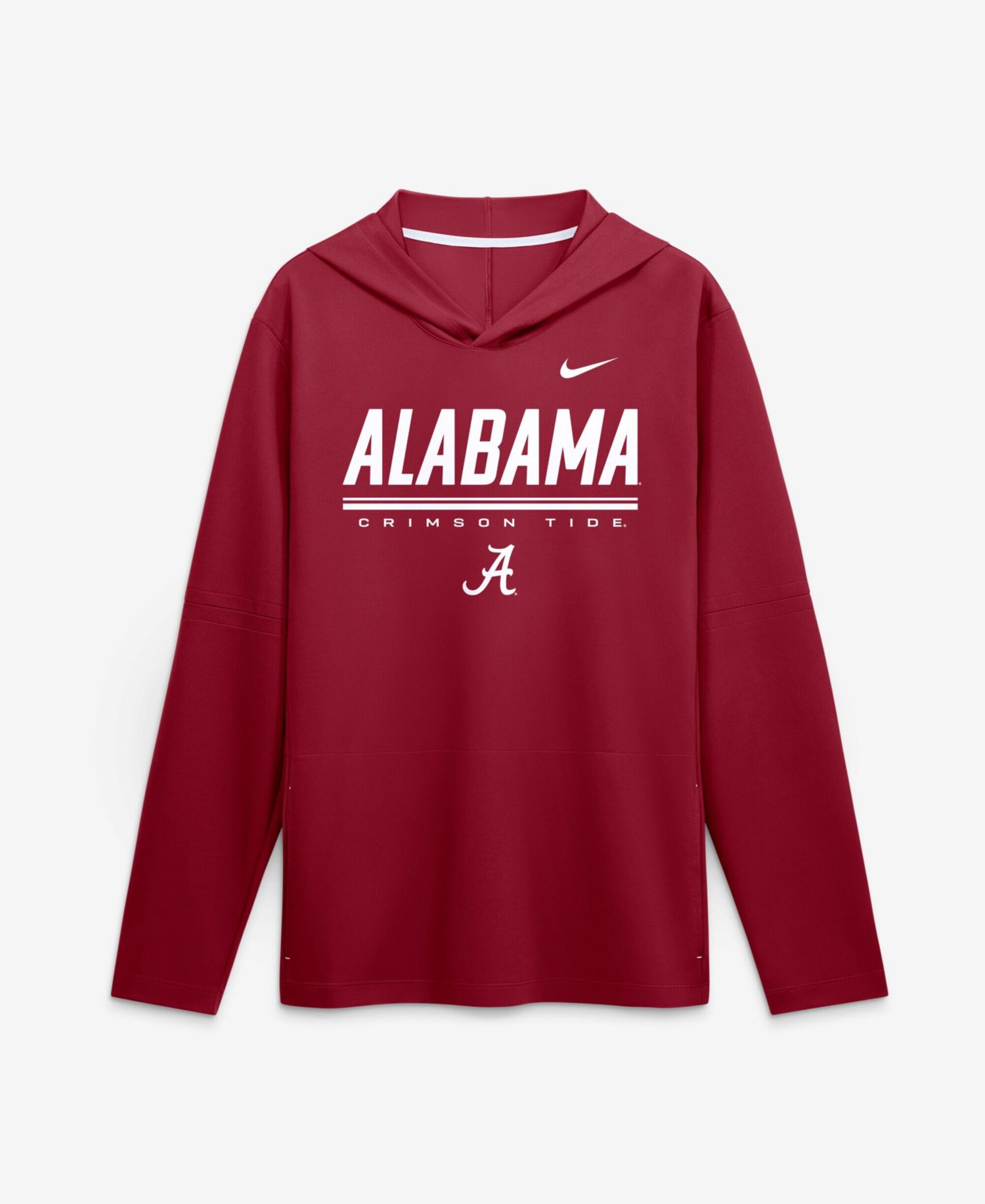 Men's Crimson Alabama Crimson Tide 2026 Sideline Lightweight Long Sleeve Hooded Dri-FIT T-Shirt