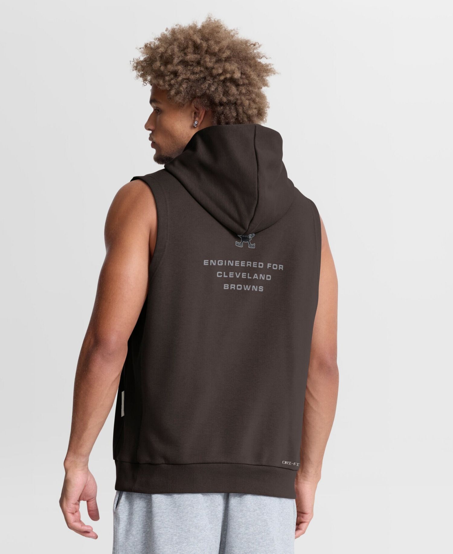 Men's Brown Cleveland Browns Sideline Standard Issue Dri-FIT Sleeveless Hoodie
