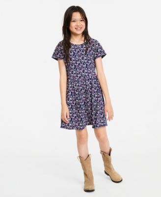 Girls' XS-XL Festive Bows Cotton Dress