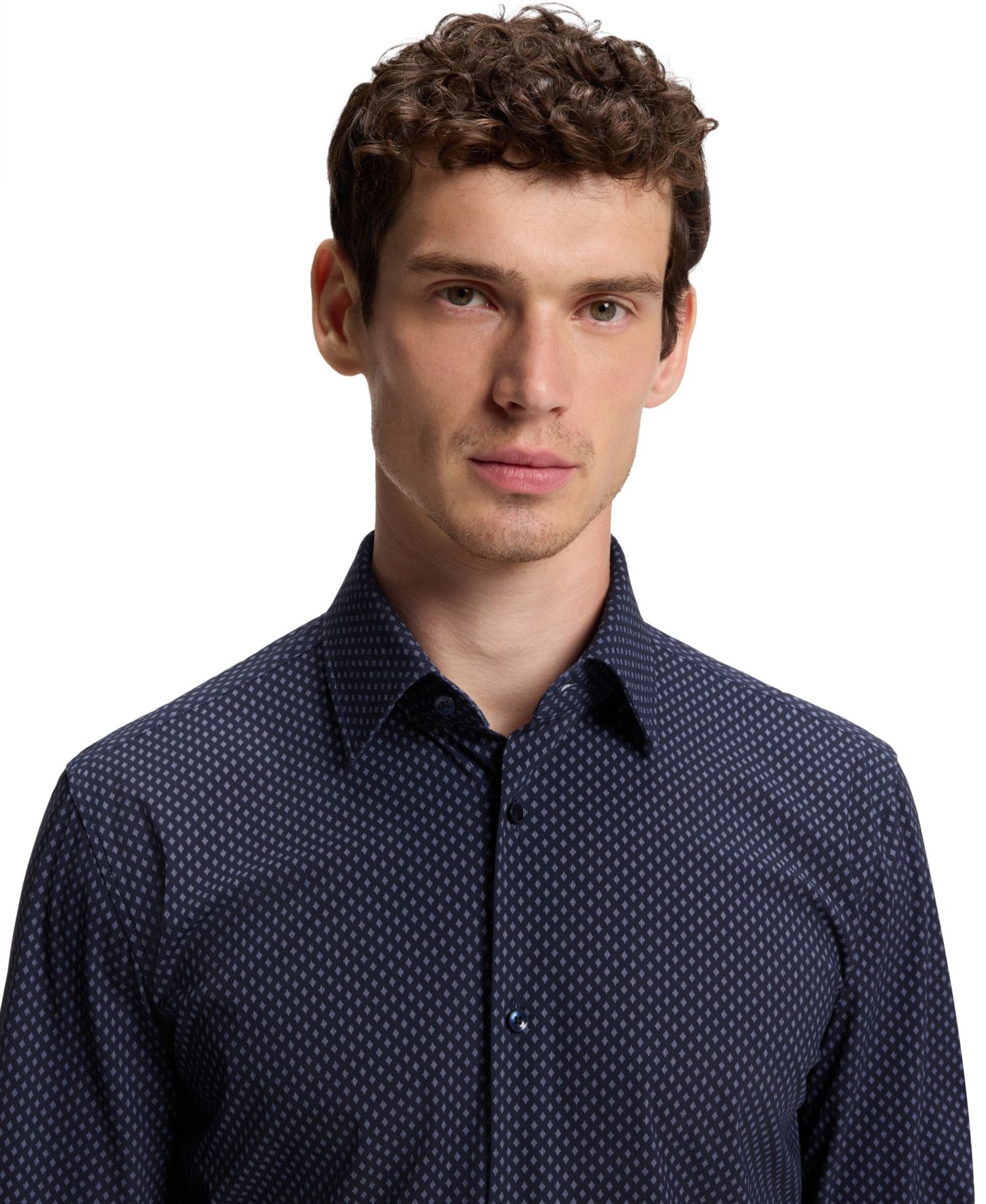 BOSS by Men's Printed Performance-Stretch Fabric Slim-Fit Dress Shirt