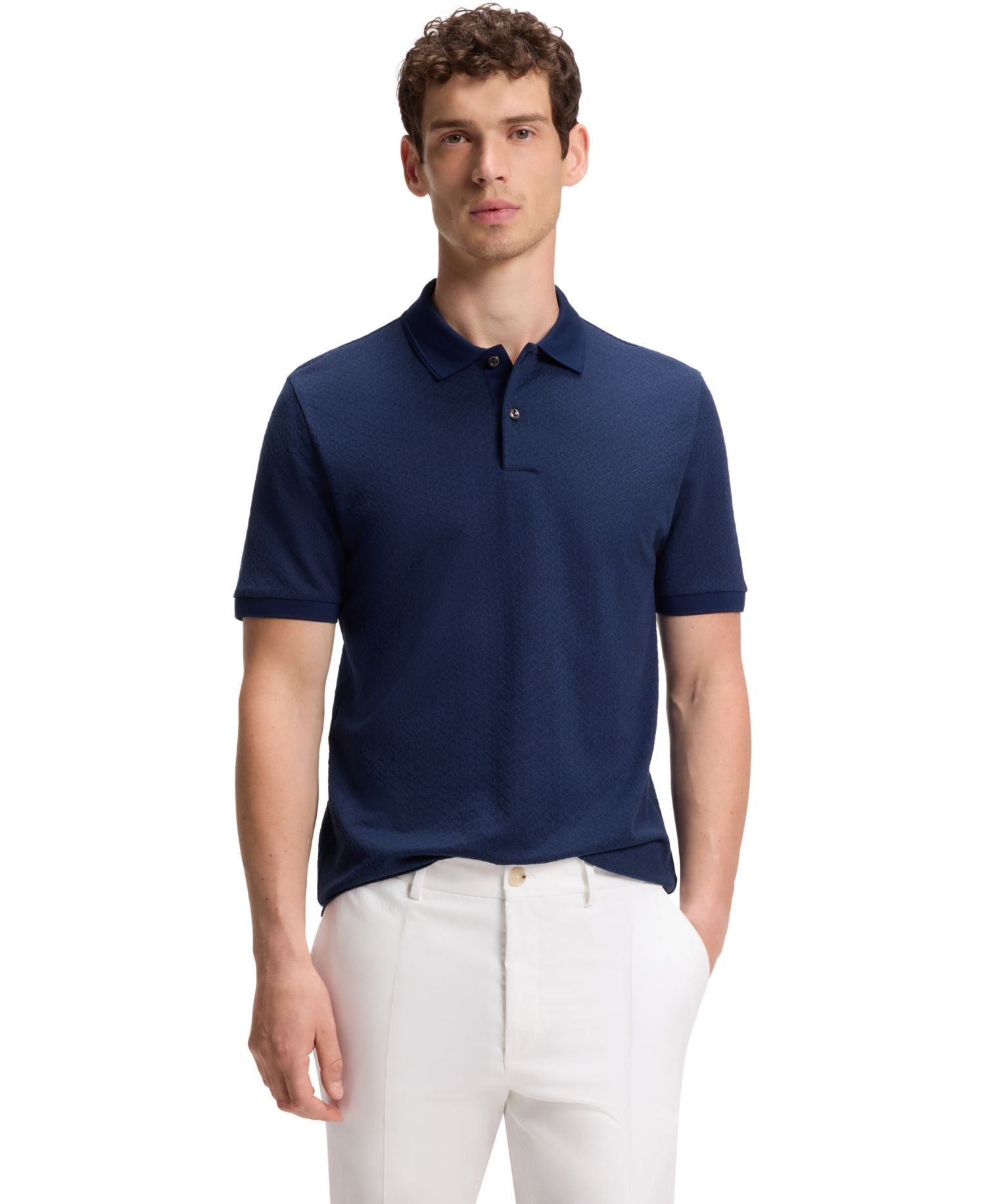 Men's Cotton-Silk Jacquard Regular-Fit Polo Shirt