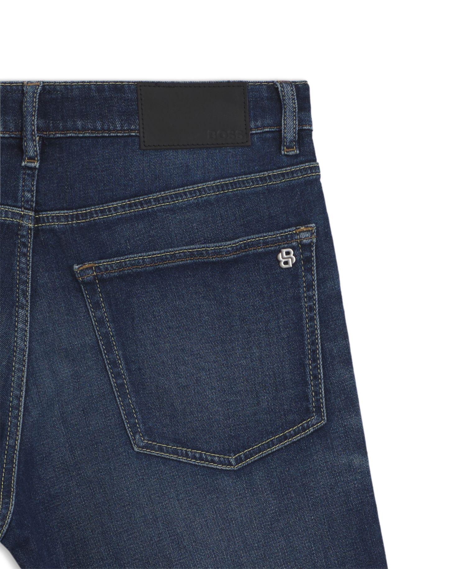 Men's Stretch Cotton Contrast Stitching Tapered-Fit Jeans
