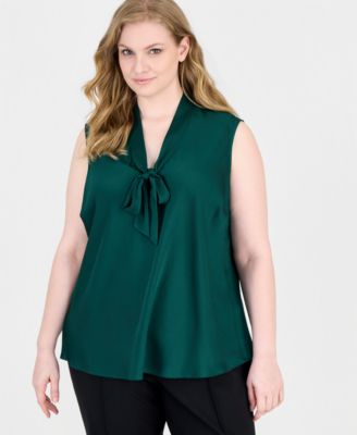 Plus Size Audrey Tie-Front Sleeveless Blouse