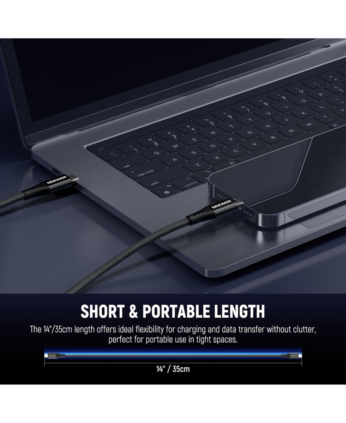 Neewer PS010 Camera Battery and Charging Accessory with 35cm, 240W, Usb C for select iPhone and Android mobile devices