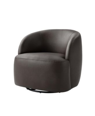Brillant 30.75" With Modern Leather Swivel Barrel Chair with Fully Assembled