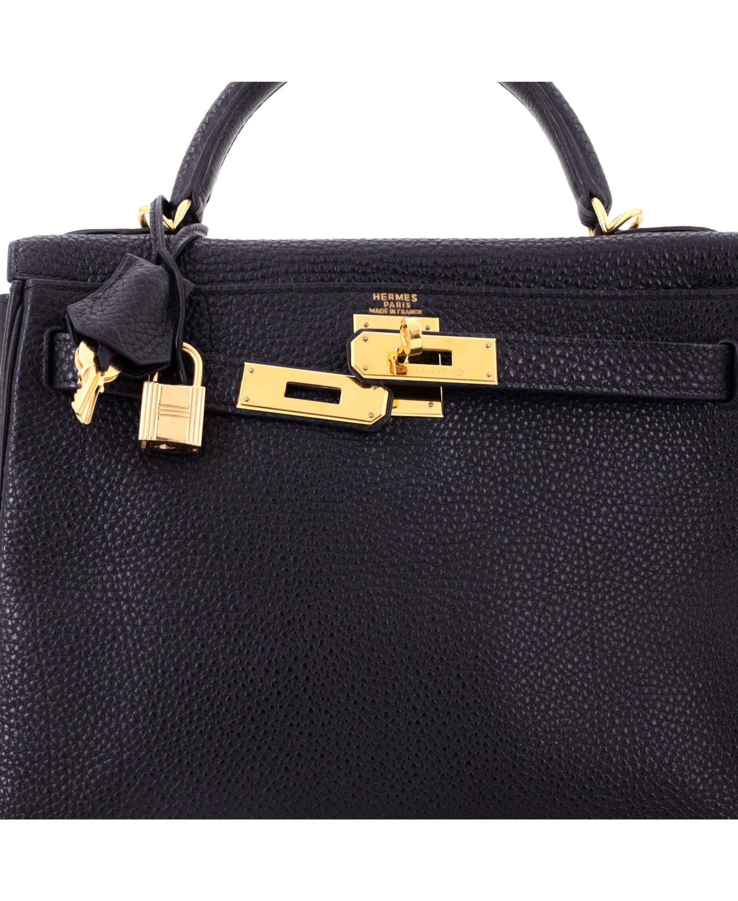 Kelly 28 Handbag Black Togo with Gold Hardware